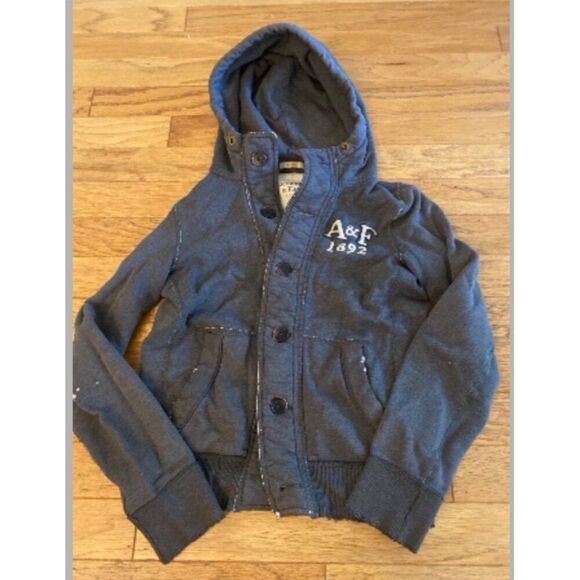 Abercrombie & Fitch women's grey muscle y2k Hooded Jacket size small - Picture 1 of 10